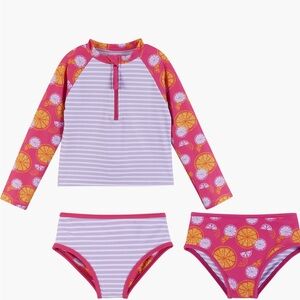 Andy & Evan Kids' Fruit Stripe Reversible Two-Piece Rashguard Swimsuit Size 2